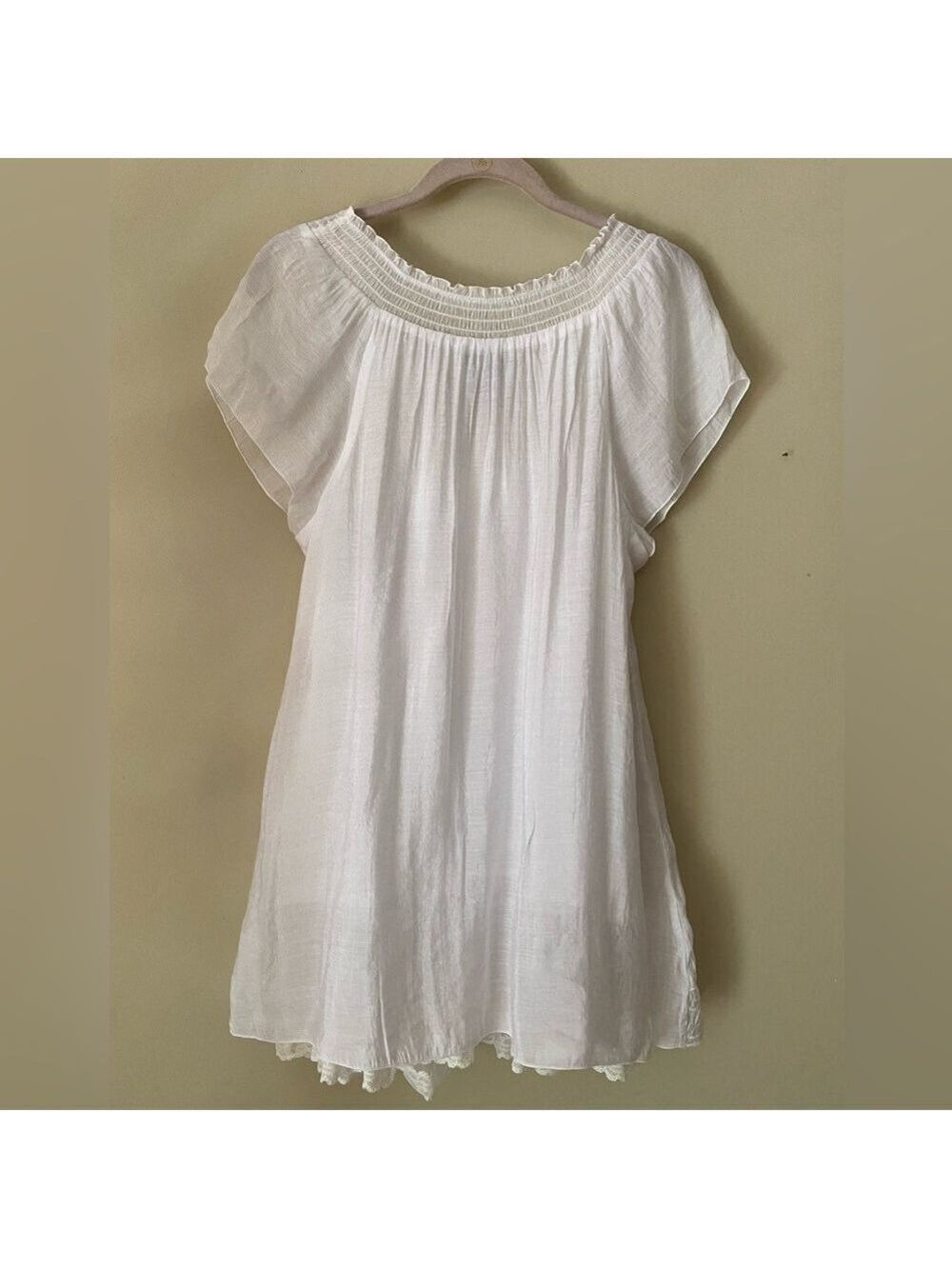 Alfani White Peasant Top with Lace Detail M - Picture 2 of 5